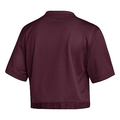 Women's adidas Red Mississippi State Bulldogs Primegreen V-Neck Cropped Jersey