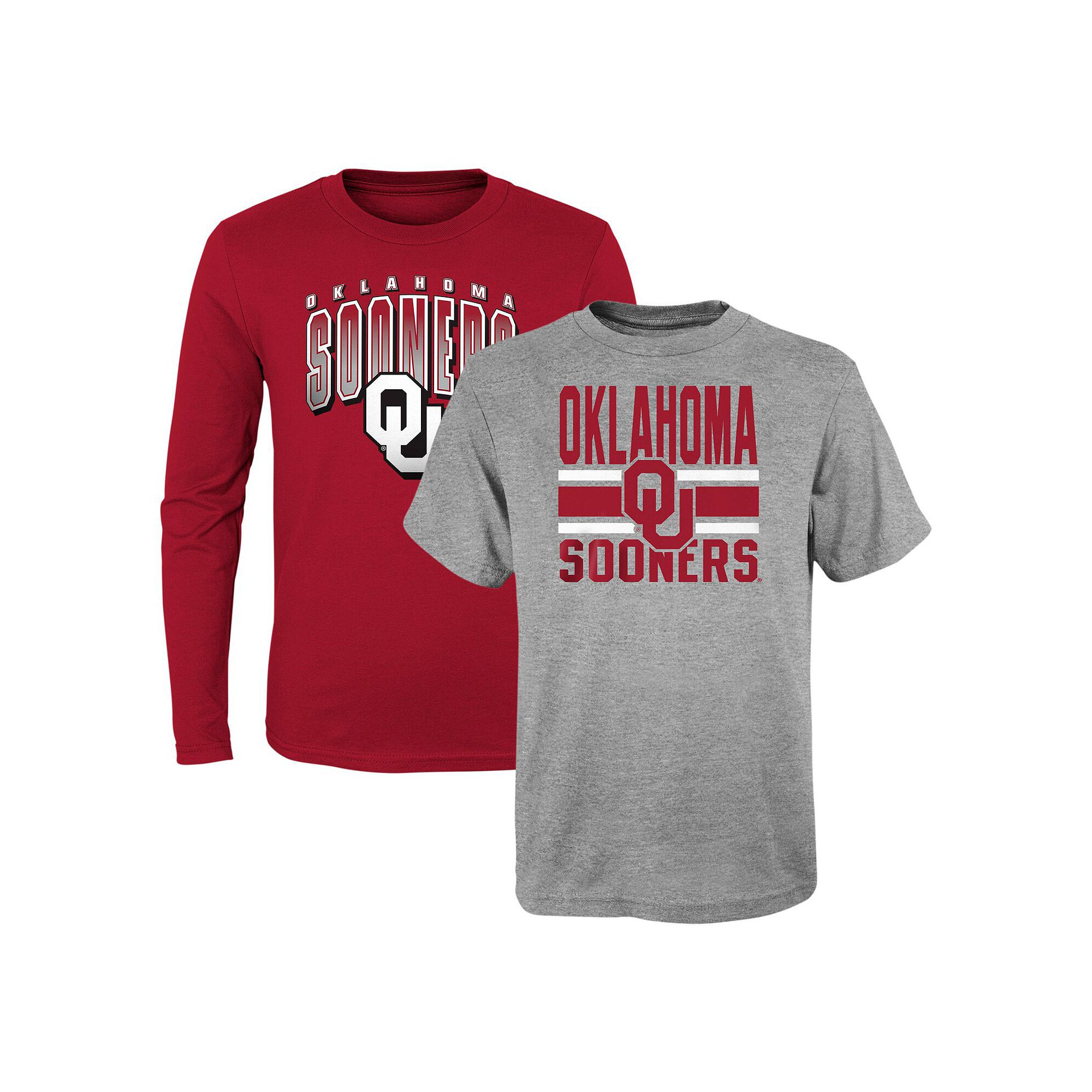 Preschool Crimson/Heather Gray Oklahoma Sooners Fan Wave Short & Long Sleev