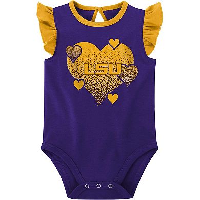 Girls Newborn & Infant Purple/Gold LSU Tigers Spread the Love 2-Pack Bodysuit Set