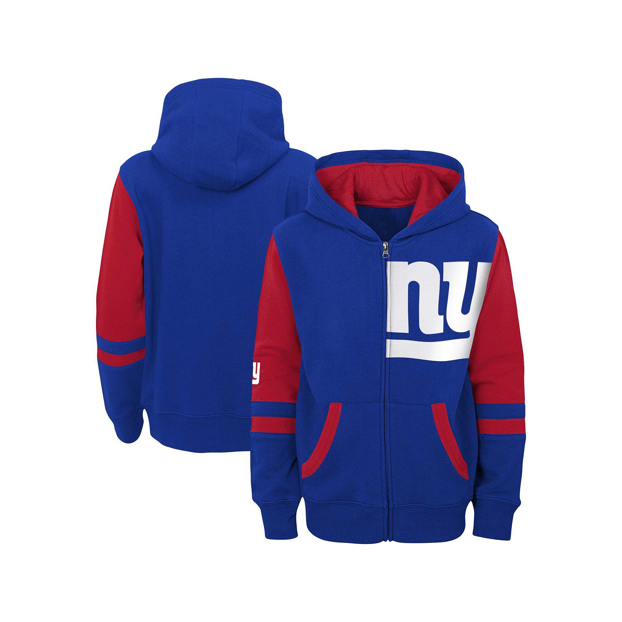 Youth Royal New York Giants Colorblock Full-Zip Hoodie, Boys, Size: YTH Sm