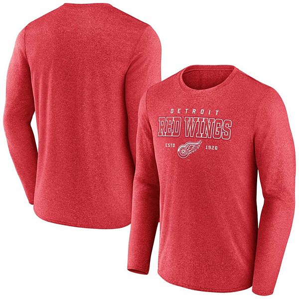 Men's Fanatics Branded Heather Red Detroit Red Wings Long Sleeve T-Shirt