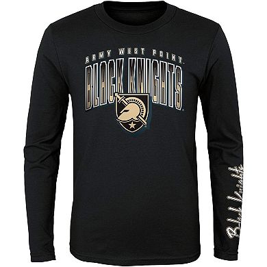 Preschool Black/Gold Army Black Knights Fan Wave Short & Long Sleeve T-Shirt Combo Pack