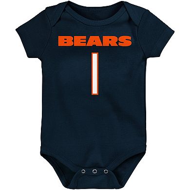 Infant Justin Fields Navy Chicago Bears Mainliner Player Name & Number Bodysuit
