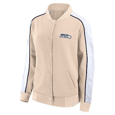 Women's Fanatics Branded Tan Seattle Seahawks Lounge Full-Snap Varsity Jacket