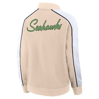 Women's Fanatics Branded Tan Seattle Seahawks Lounge Full-Snap Varsity Jacket
