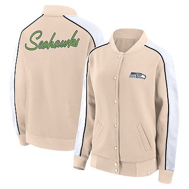 Women's Fanatics Branded Tan Seattle Seahawks Lounge Full-Snap Varsity Jacket