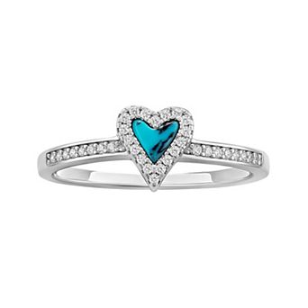 PRIMROSE Sterling Silver Simulated Turquoise & Cubic Zirconia Heart Ring