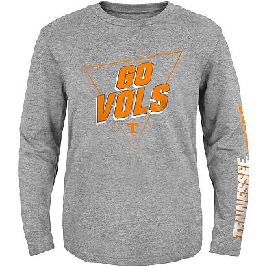 Youth Heather Gray Tennessee Volunteers 2-Hit For My Team Long Sleeve T-Shirt