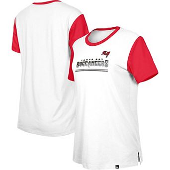 Women's New Era White/Red Tampa Bay Buccaneers Third Down Colorblock T-Shirt
