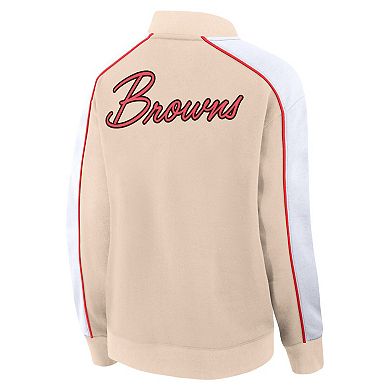 Women's Fanatics Branded Tan Cleveland Browns Lounge Full-Snap Varsity Jacket