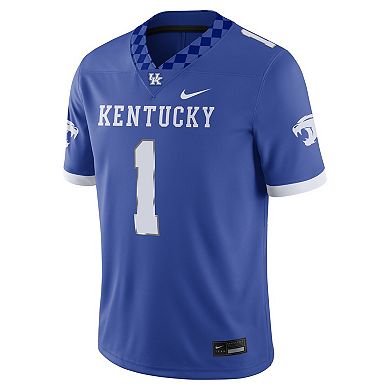 Men's Nike #1 Royal/White Kentucky Wildcats Football Game Jersey