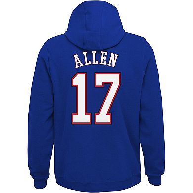 Youth Josh Allen Royal Buffalo Bills Mainliner Player Name & Number Pullover Hoodie