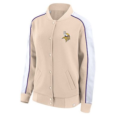Women's Fanatics Branded Tan Minnesota Vikings Lounge Full-Snap Varsity Jacket