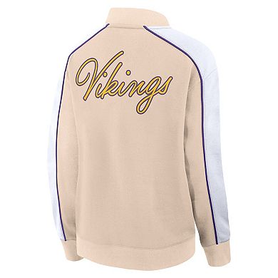 Women's Fanatics Branded Tan Minnesota Vikings Lounge Full-Snap Varsity Jacket