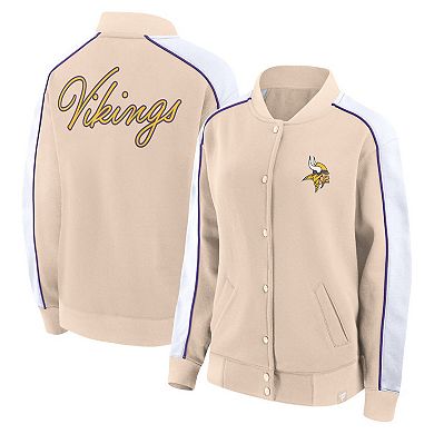 Women's Fanatics Branded Tan Minnesota Vikings Lounge Full-Snap Varsity Jacket