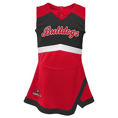 Girls Preschool Red/Black Georgia Bulldogs Two-Piece Cheer Captain Jumper Dress & Bloomers Set