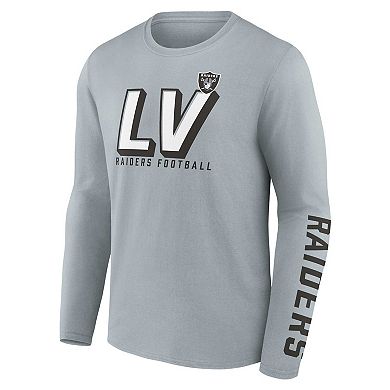 Men's Fanatics Branded Silver/Black Las Vegas Raiders Two-Pack T-Shirt Combo Set