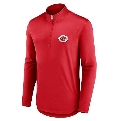 Men's Fanatics Branded Red Cincinnati Reds Quarterback Quarter-Zip Top