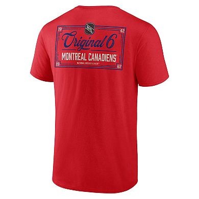 Men's Fanatics Branded Red Montreal Canadiens Original Six Label T-Shirt