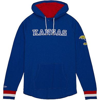 Men's Mitchell & Ness Royal Kansas Jayhawks Legendary Raglan Pullover Hoodie