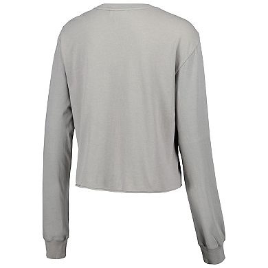 Women's The Wild Collective Gray Atlanta Braves Cropped Long Sleeve T-Shirt