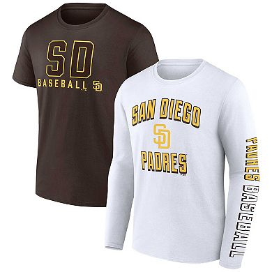 Men's Fanatics Branded Brown/White San Diego Padres Two-Pack Combo T-Shirt Set