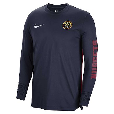 Unisex Nike Navy Denver Nuggets 2023/24 Authentic Pregame Long Sleeve ...