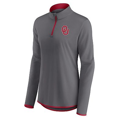 Women's Fanatics Branded Gray Oklahoma Sooners Corner Quarter-Zip Top