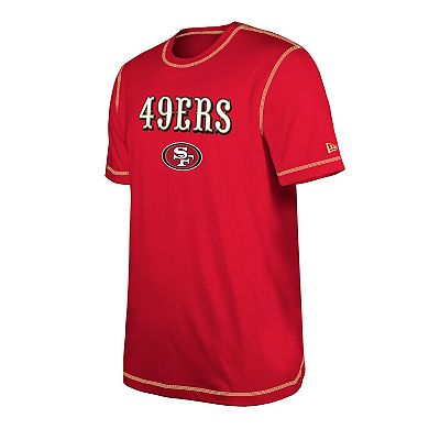 Men's New Era Scarlet San Francisco 49ers Third Down Puff Print T-Shirt