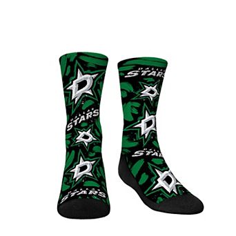 Youth Rock Em Socks Dallas Stars Allover Logo & Paint Crew Socks