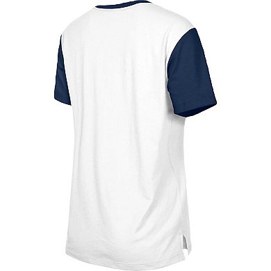 Women's New Era White/Navy Tennessee Titans Third Down Colorblock T-Shirt