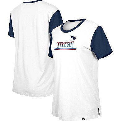 Women's New Era  White/Navy Tennessee Titans Third Down Colorblock T-Shirt