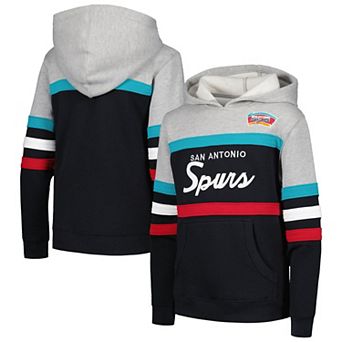 Youth Mitchell & Ness Gray/Black San Antonio Spurs Hardwood Classics Head Coach Pullover Hoodie