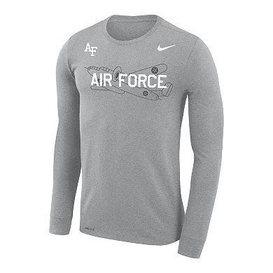 Men's Nike  Heather Gray Air Force Falcons Rivalry Plane Legend Performance T-Shirt