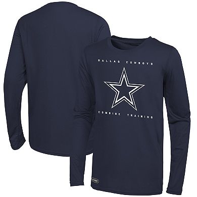 Men's Navy Dallas Cowboys Side Drill Long Sleeve T-Shirt