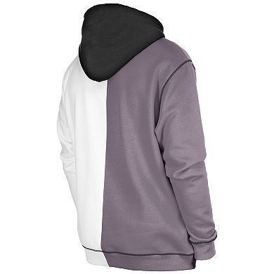 Men's New Era Silver/White Las Vegas Raiders Third Down Split Raglan Pullover Hoodie