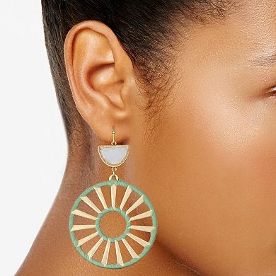 Sonoma Goods For Life® Gold Tone Raffia Open Circle Drop Earrings