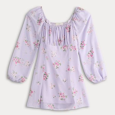 Juniors' Live To Be Spoiled Long Sleeve Emma Bodice Skater Dress