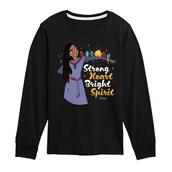 Disney's Wish Boys 8-20 Strong Heart Bright Spirit Long Sleeve Graphic Tee