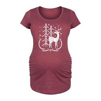 Maternity Scandinavian Winter Deer Graphic Tee
