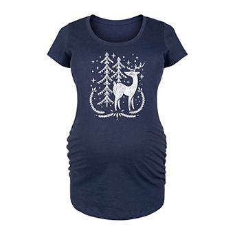 Maternity Scandinavian Winter Deer Graphic Tee