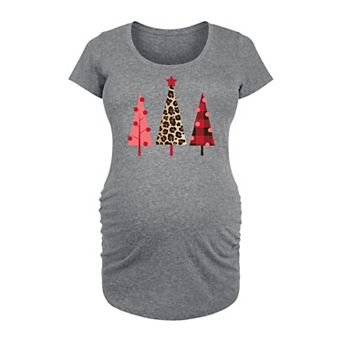 Maternity Leopard Print Christmas Trees Graphic Tee