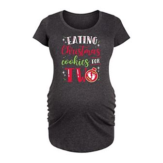 Maternity Eating Christmas Cookies For Two Graphic Tee