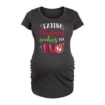 Maternity Eating Christmas Cookies For Two Graphic Tee