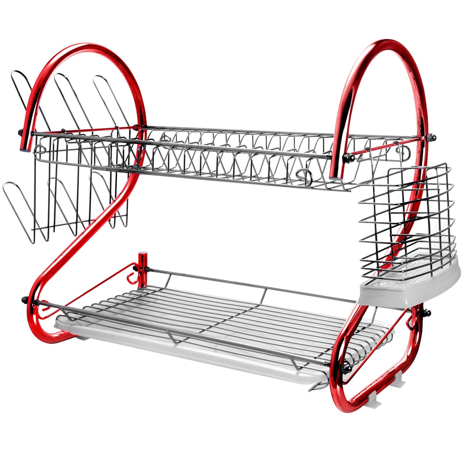 MegaChef 17.5 Inch Dish Rack with 14 Plate Positioners and a Detachable  Utensil Holder in Black