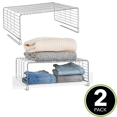 mDesign Metal Wire 2-Tier Closet Shelf Divider and Separator, 2 Pack
