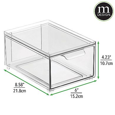 mDesign Clarity 8" x 6" x 4" Plastic Stackable Closet Storage Organizer with Drawer