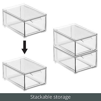 mDesign Clarity 8" x 6" x 4" Plastic Stackable Closet Storage Organizer with Drawer