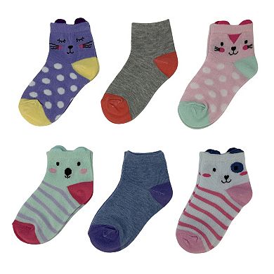 Girls SO® 6-Pack Patterned Ankle Socks
