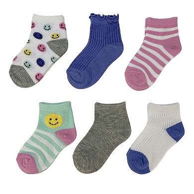 Girls SO® 6-Pack Patterned Ankle Socks
